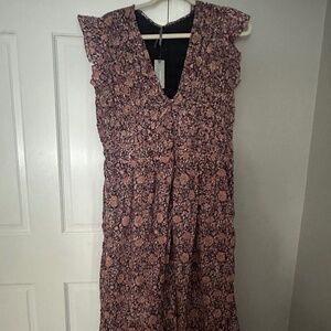 Anthropologie Peregrine Smocked Ruffle Midi Dress NWT Petite Medium